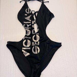 Victoria secret swim suit one pc size m black metallic color